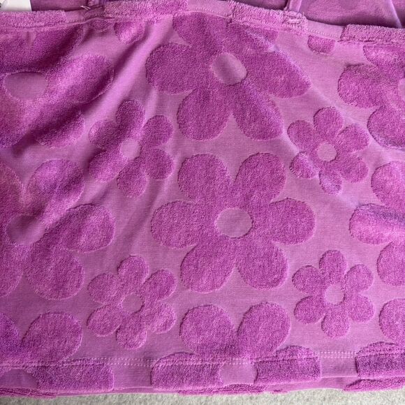 Miken Swim Pink Floral Terry Cloth Tank Top Size Small NEW Beach Summer Casual - Picture 3 of 5